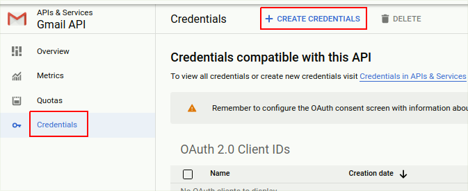 Create credentials